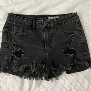 High waisted Aeropostale black jean shorts